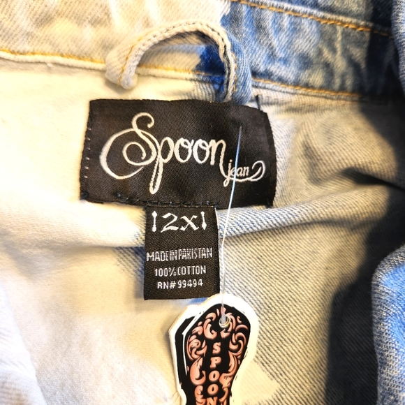 HALF & HALF ☆ ADORABLE ☆ BLEACH DYED ☆ DENIM JACKET ☆ 2x ☆ NWT - Picture 8 of 10